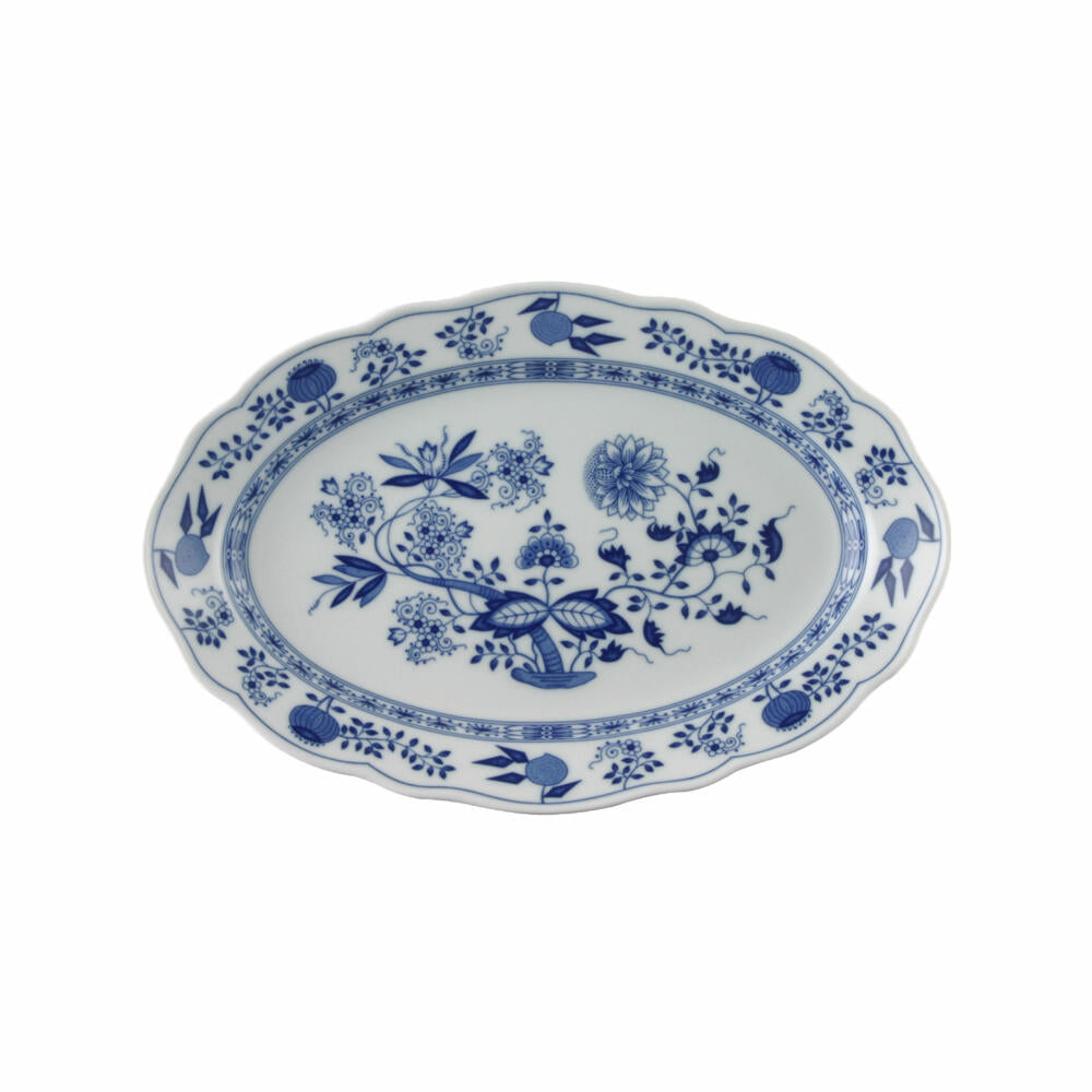 Hutschenreuther Blau Zwiebelmuster Platte, Beilagenplatte, Porzellan, Länge: 35 cm, 12735