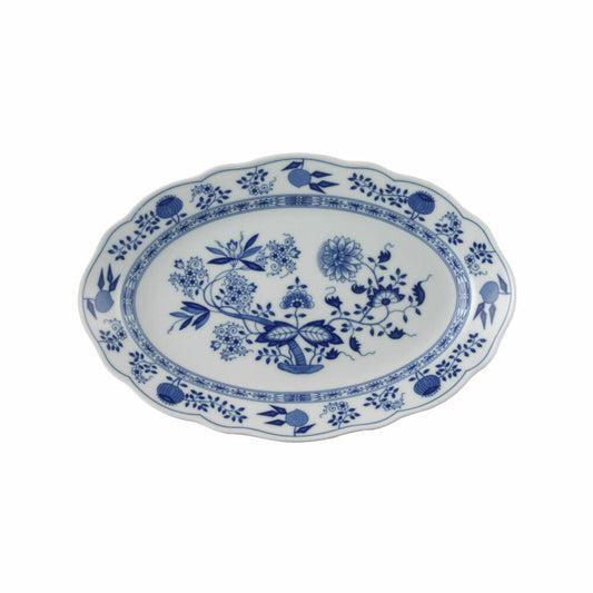 Hutschenreuther Blau Zwiebelmuster Platte, Beilagenplatte, Porzellan, Länge: 35 cm, 12735
