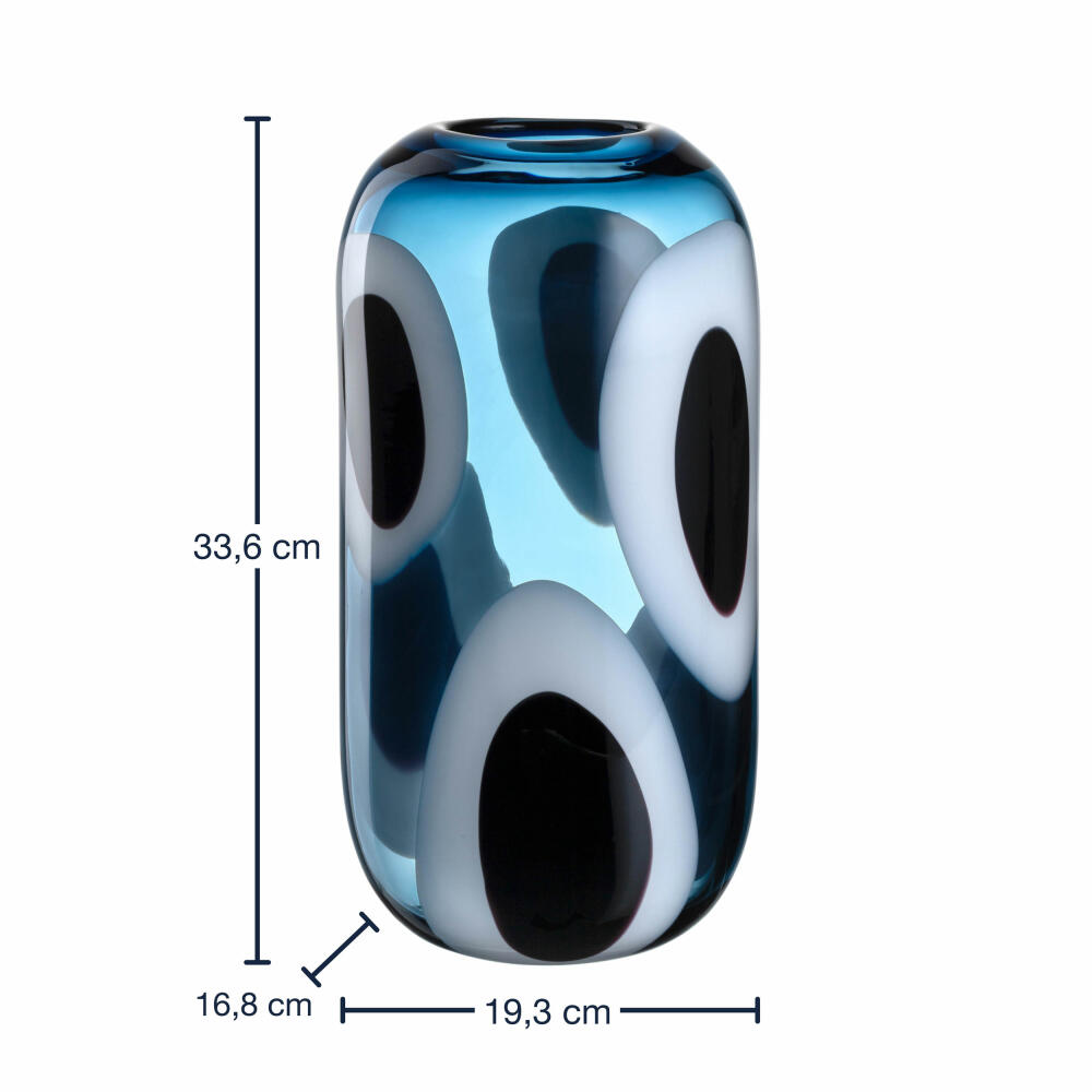 Leonardo Vase Occhi Blu, Blumenvase, Dekovase, Glasvase, Glas, H 32.5 cm, 047510