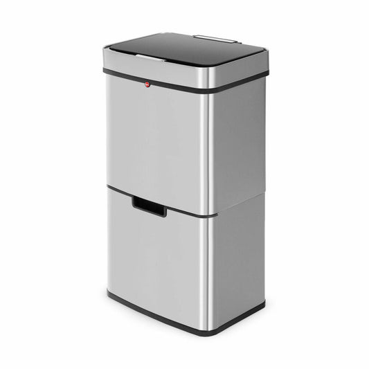 Hailo waste separation system with sensor Öko Vario XL, pedal bin, waste separator, waste bin, stainless steel, 25 + 25 + 4 L, 0656-001