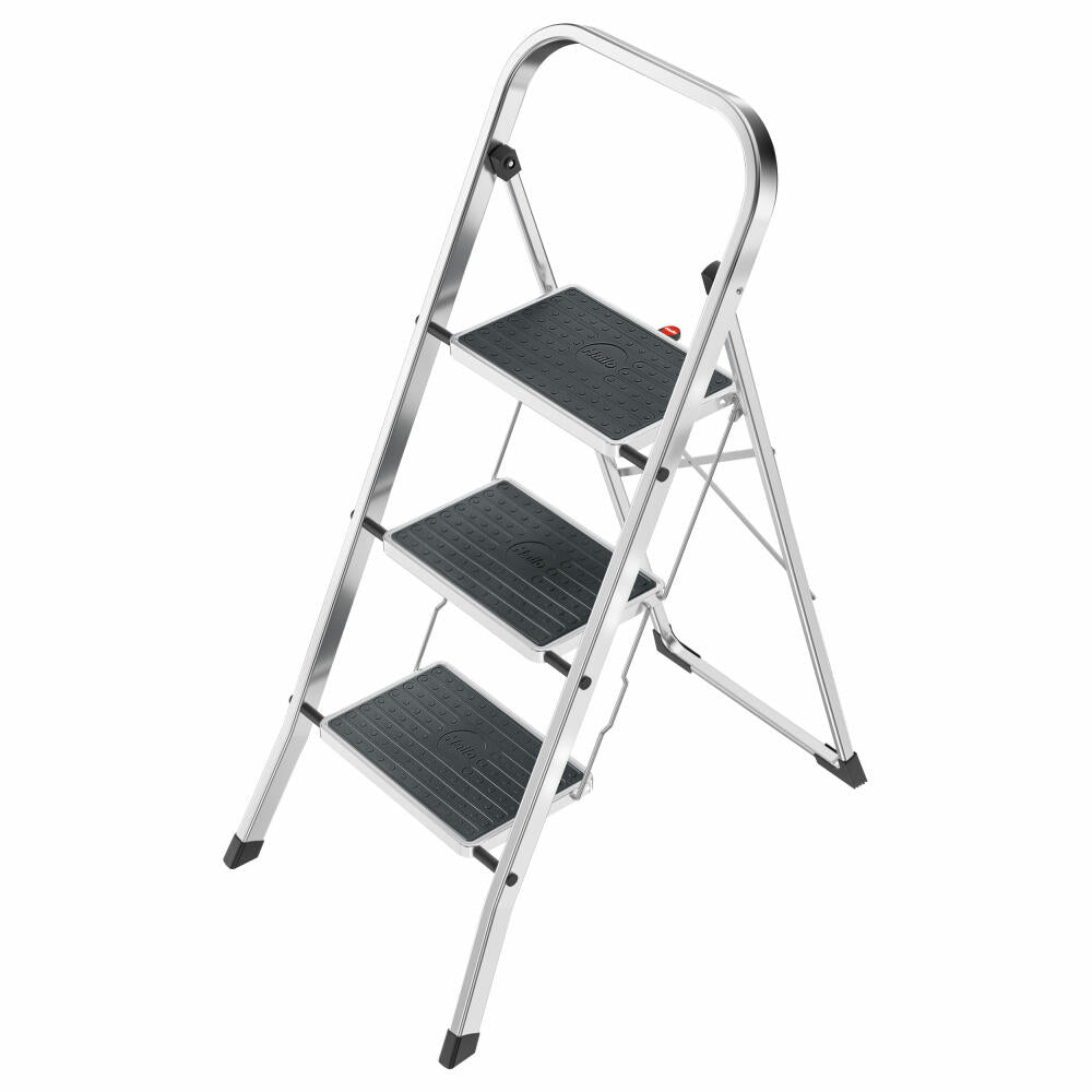 Hailo stepladder K70 StandardLine, folding ladder, aluminum, black, 3 steps, 4393-801