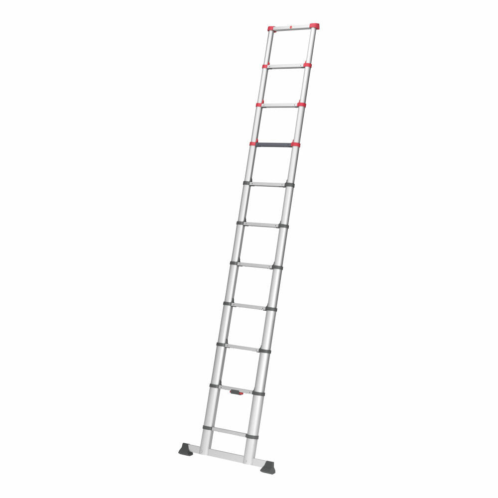 Hailo safety telescopic ladder FlexLine, extension ladder, ladder, aluminum, silver, 11 rungs, 7113-111