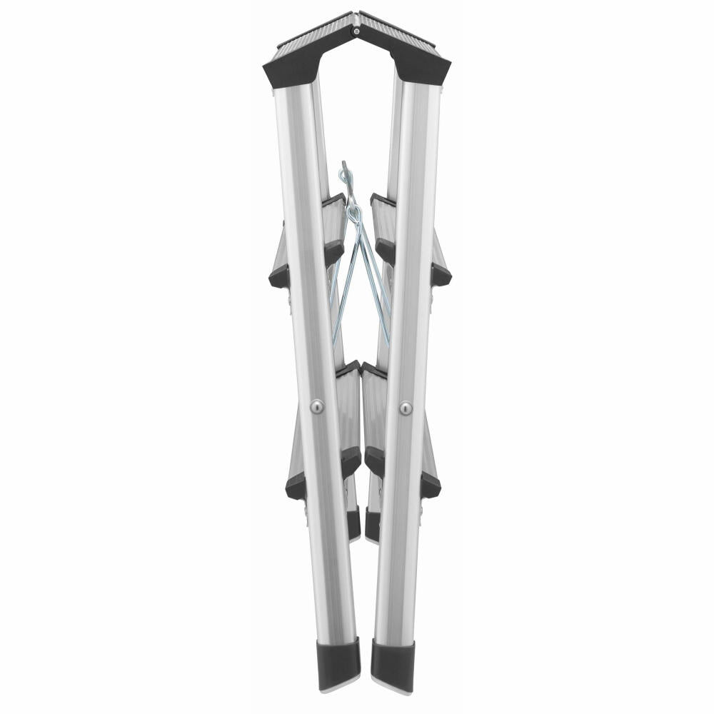 Hailo stepladder D60 StandardLine, folding ladder, aluminum, silver, 2 x 3 steps, 4443-701