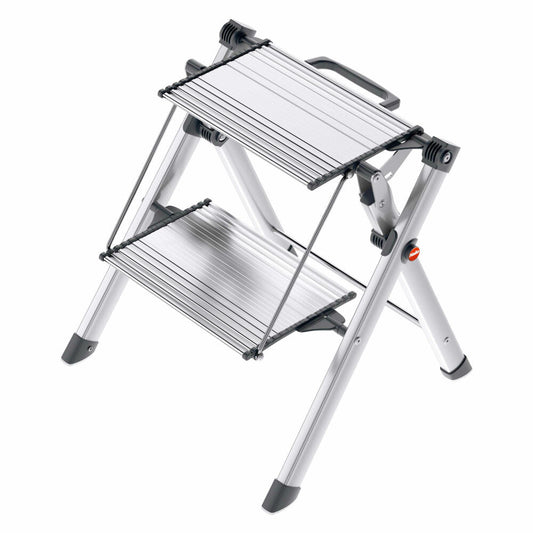 Hailo comfort stepladder MK80 ComfortLine, folding step, folding ladder, aluminum, silver, 2 steps, 4310-100