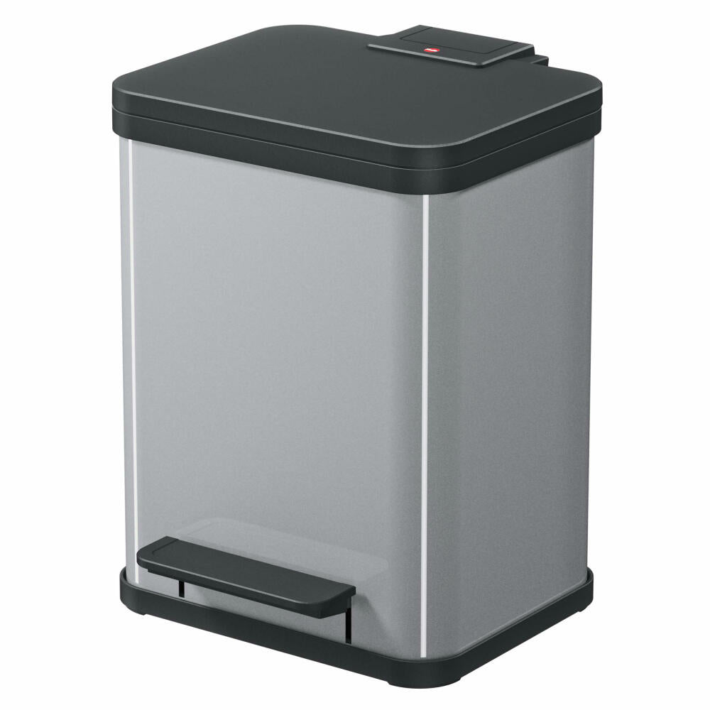 Hailo pedal bin Öko uno Plus M, waste bin, trash can, sheet steel, silver, 17 L, 0619-220