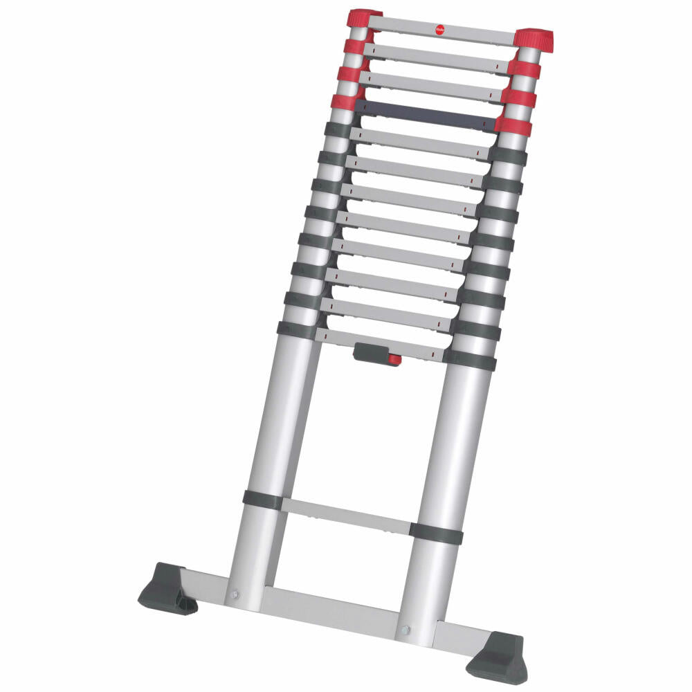 Hailo safety telescopic ladder FlexLine, extension ladder, ladder, aluminum, silver, 13 rungs, 7113-131