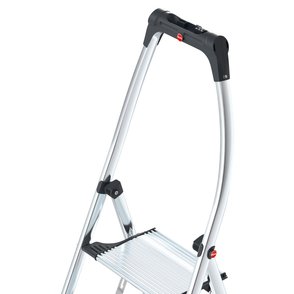 Hailo stepladder K100 TopLine, household ladder, aluminum, silver, 2 steps, 4302-301