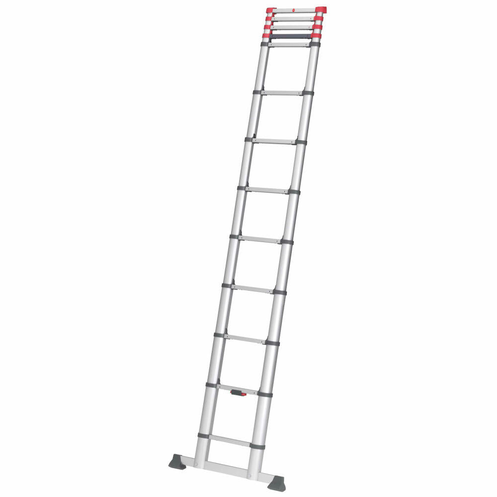 Hailo safety telescopic ladder FlexLine, extension ladder, ladder, aluminum, silver, 13 rungs, 7113-131