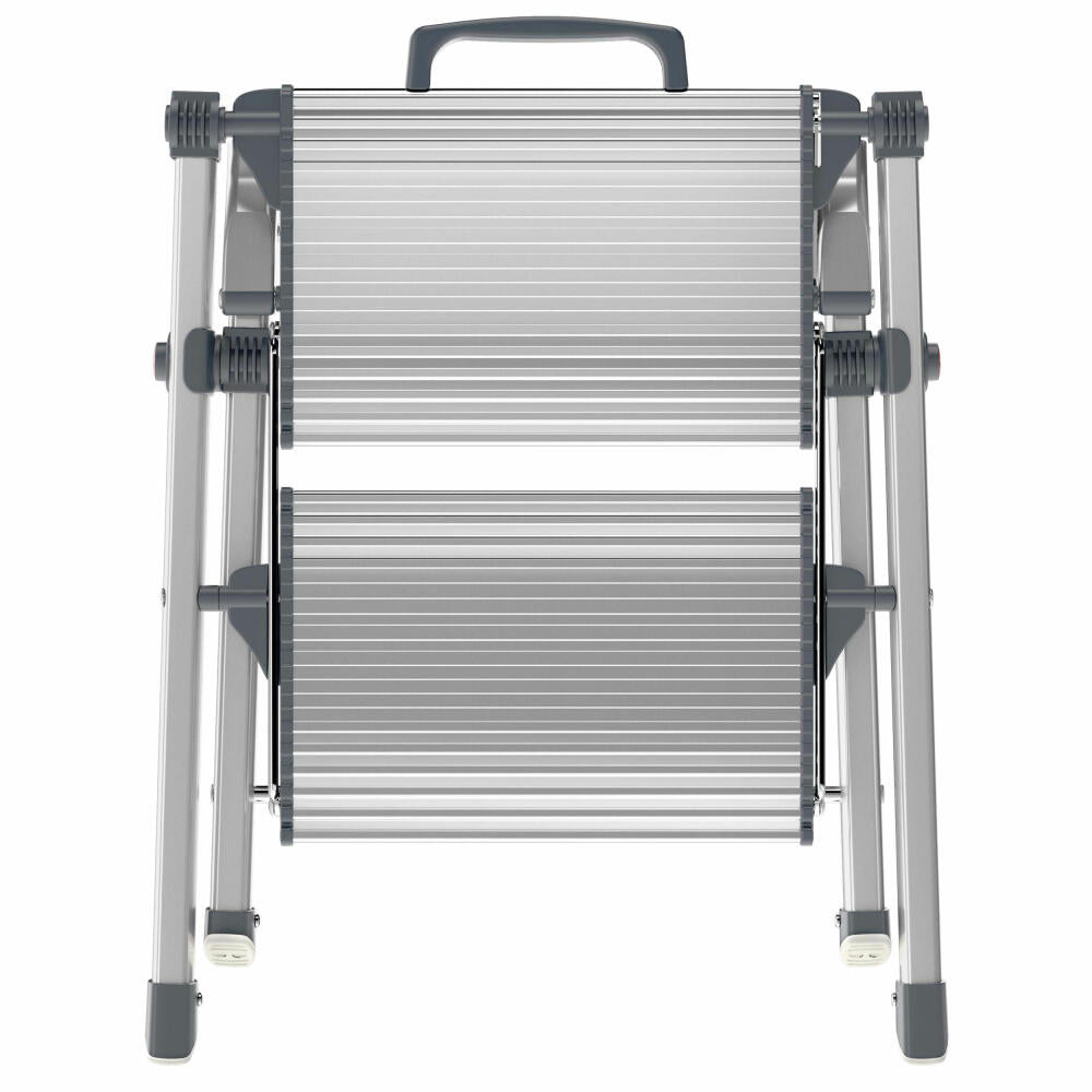 Hailo comfort stepladder MK80 ComfortLine, folding step, folding ladder, aluminum, silver, 2 steps, 4310-100