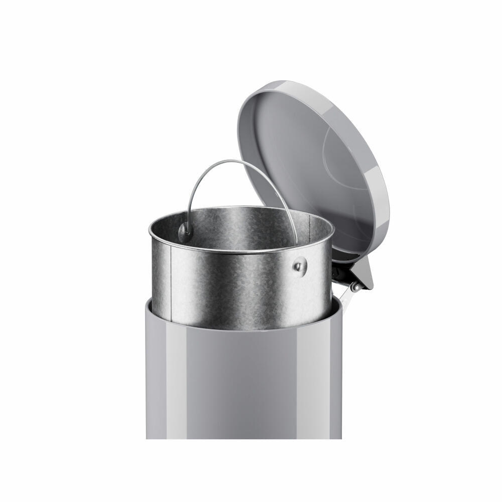 Hailo pedal bin Solid L, waste bin, trash can, sheet steel, silver, 18 L, 0522-070