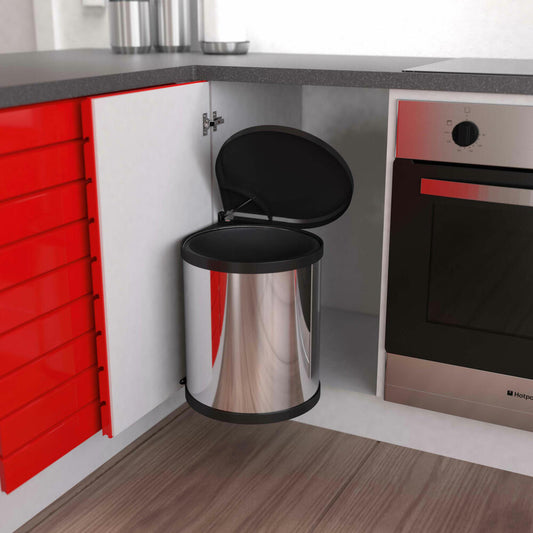 Hailo Einbaumülleimer Compact-Box M, Abfalleimer, Mülleimer, Edelstahl, Schwarz, 15 L, 3555-101