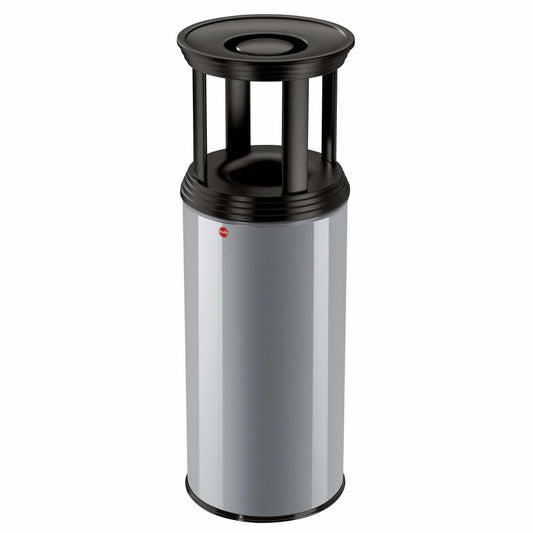 Hailo ashtray-wastepaper basket ProfiLine Safe Plus XL, combination waste bin, sheet steel, galvanized, silver, 45 L, 0950-932