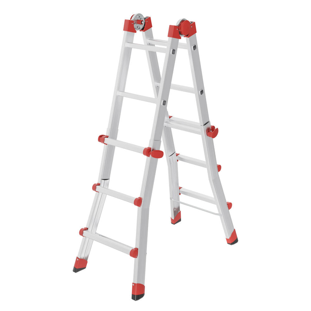 Hailo rung ladder M80, multifunctional ladder, aluminum, silver, 4x3 rungs, 7512-007