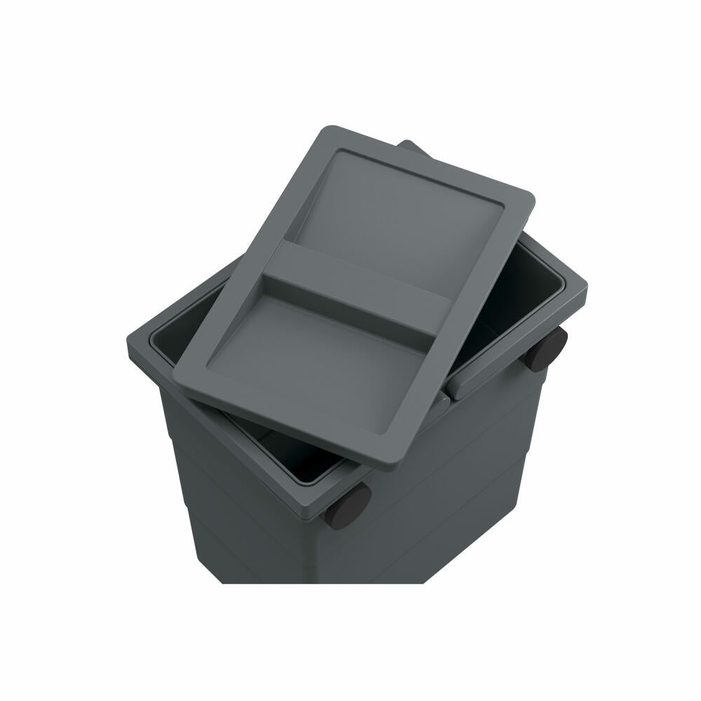 Hailo FlexBox S, trash can, waste bin, suitable for outdoor use, plastic, anthracite, 7 L, 0420-100