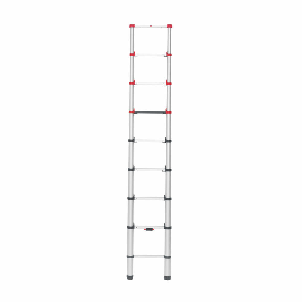 Hailo safety telescopic ladder FlexLine, extension ladder, ladder, aluminum, silver, 9 rungs, 7113-091