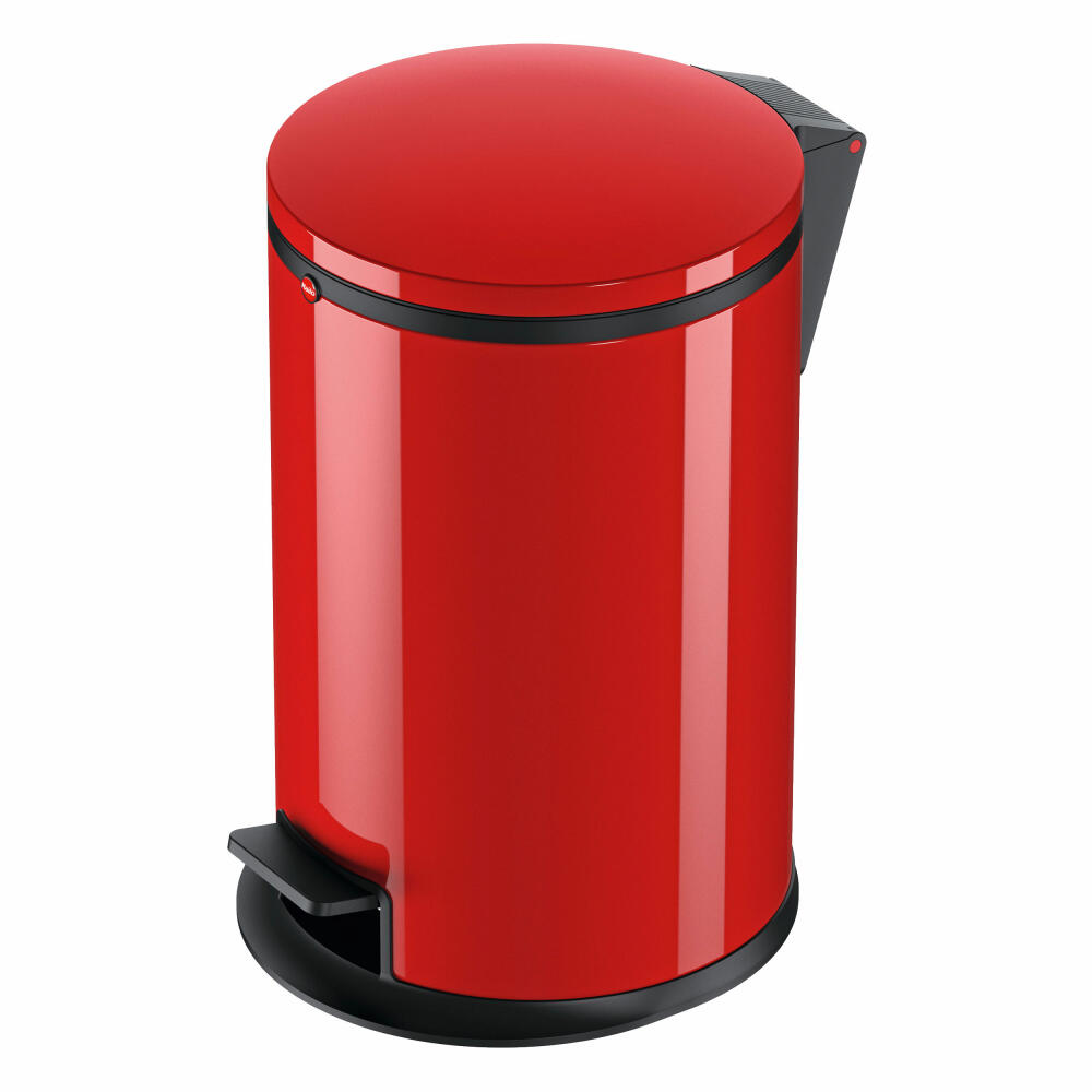 Hailo pedal bin Pure M, waste bin, trash can, sheet steel, red, 12 L, 0517-040