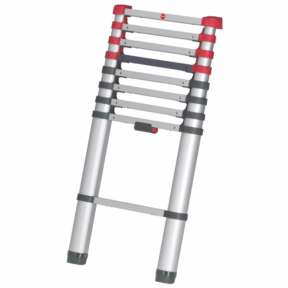 Hailo safety telescopic ladder FlexLine, extension ladder, ladder, aluminum, silver, 9 rungs, 7113-091