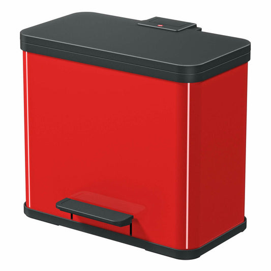 Hailo waste separation system Öko trio Plus L, pedal bin, waste separator, waste bin, sheet steel, red, 3 x 9 L, 0633-240