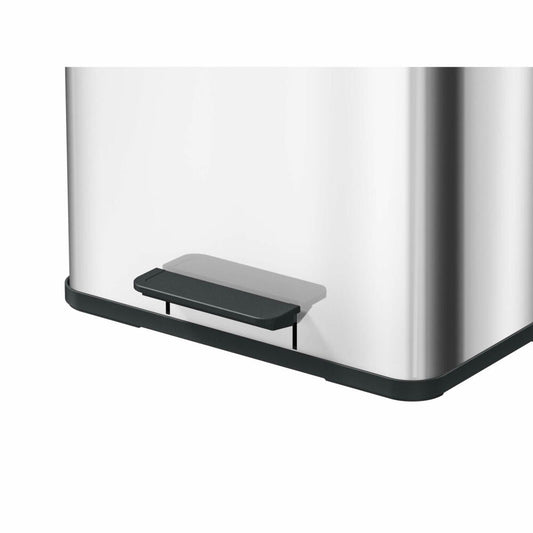 Hailo Mülltrennsystem Öko trio Plus L, Tret-Mülleimer, Abfalltrenner, Abfalleimer, Edelstahl, 3 x 9 L, 0633-200