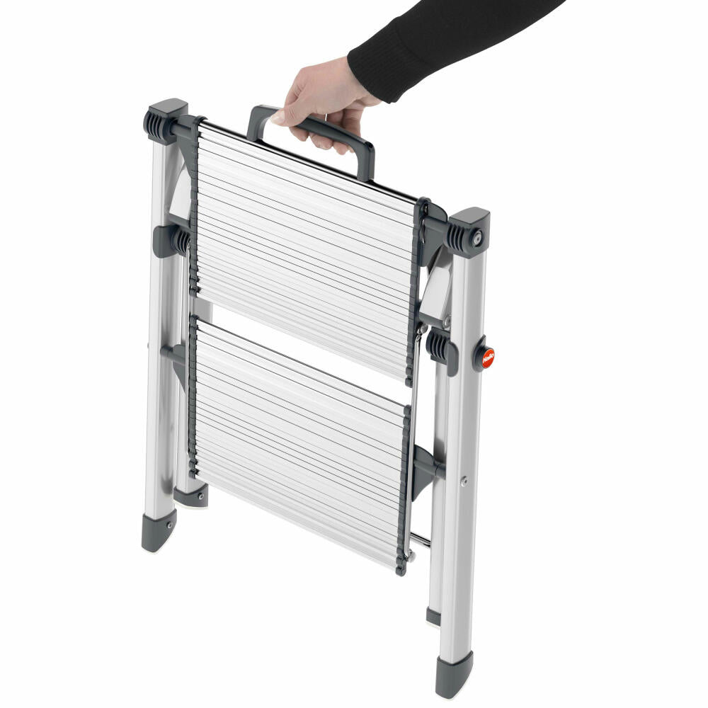 Hailo comfort stepladder MK80 ComfortLine, folding step, folding ladder, aluminum, silver, 2 steps, 4310-100