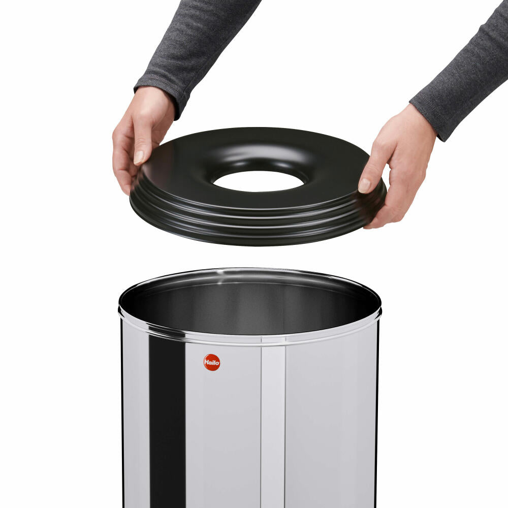 Hailo flame-extinguishing wastepaper basket ProfiLine Safe XL, waste bin, trash can, stainless steel, 45 L, 0950-022