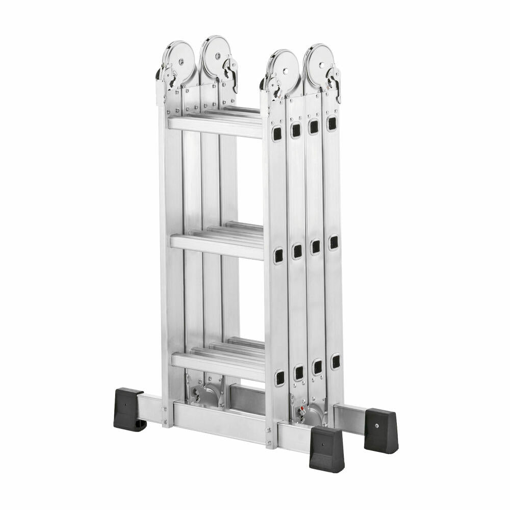 Hailo universal ladder M60, with platform, leaning ladder, stepladder, aluminum, silver, 4 x 3 rungs, 7412-037