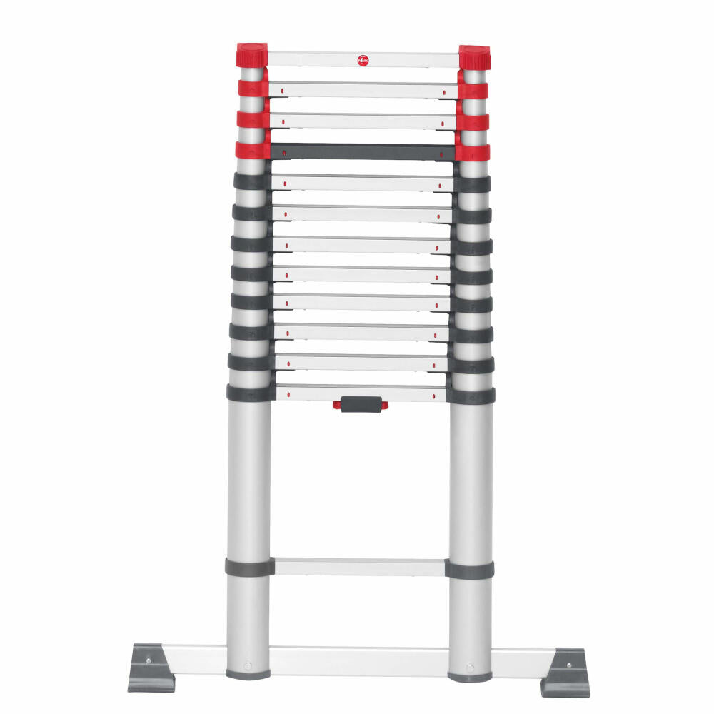 Hailo safety telescopic ladder FlexLine, extension ladder, ladder, aluminum, silver, 13 rungs, 7113-131