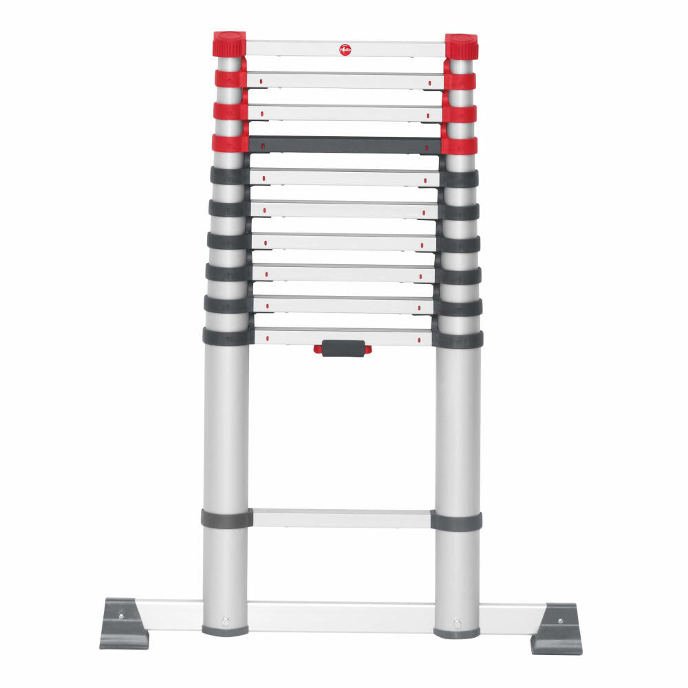 Hailo safety telescopic ladder FlexLine, extension ladder, ladder, aluminum, silver, 11 rungs, 7113-111