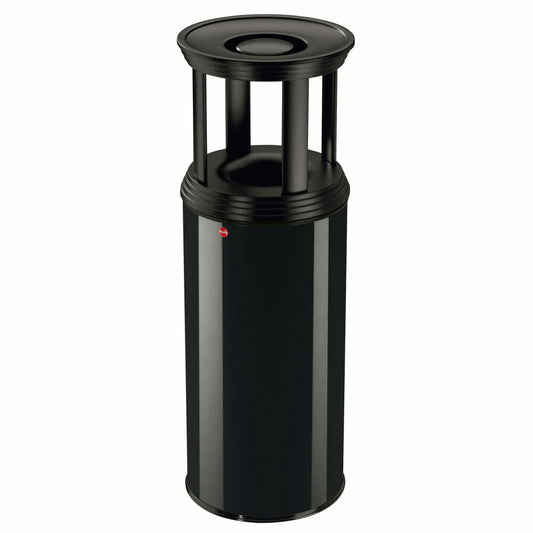 Hailo ashtray-wastepaper basket ProfiLine Safe Plus XL, combination waste bin, sheet steel, galvanized, black, 45 L, 0950-429