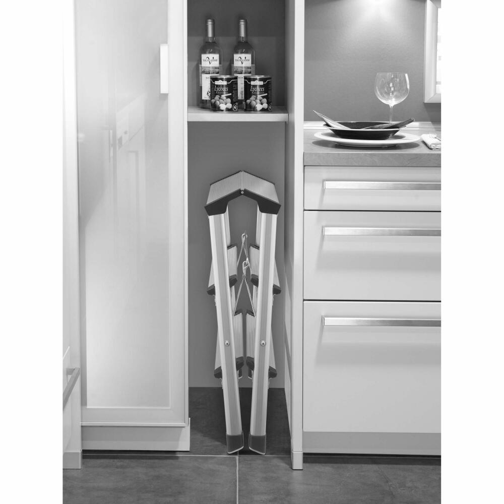 Hailo stepladder D60 StandardLine, folding ladder, aluminum, silver, 2 x 3 steps, 4443-701