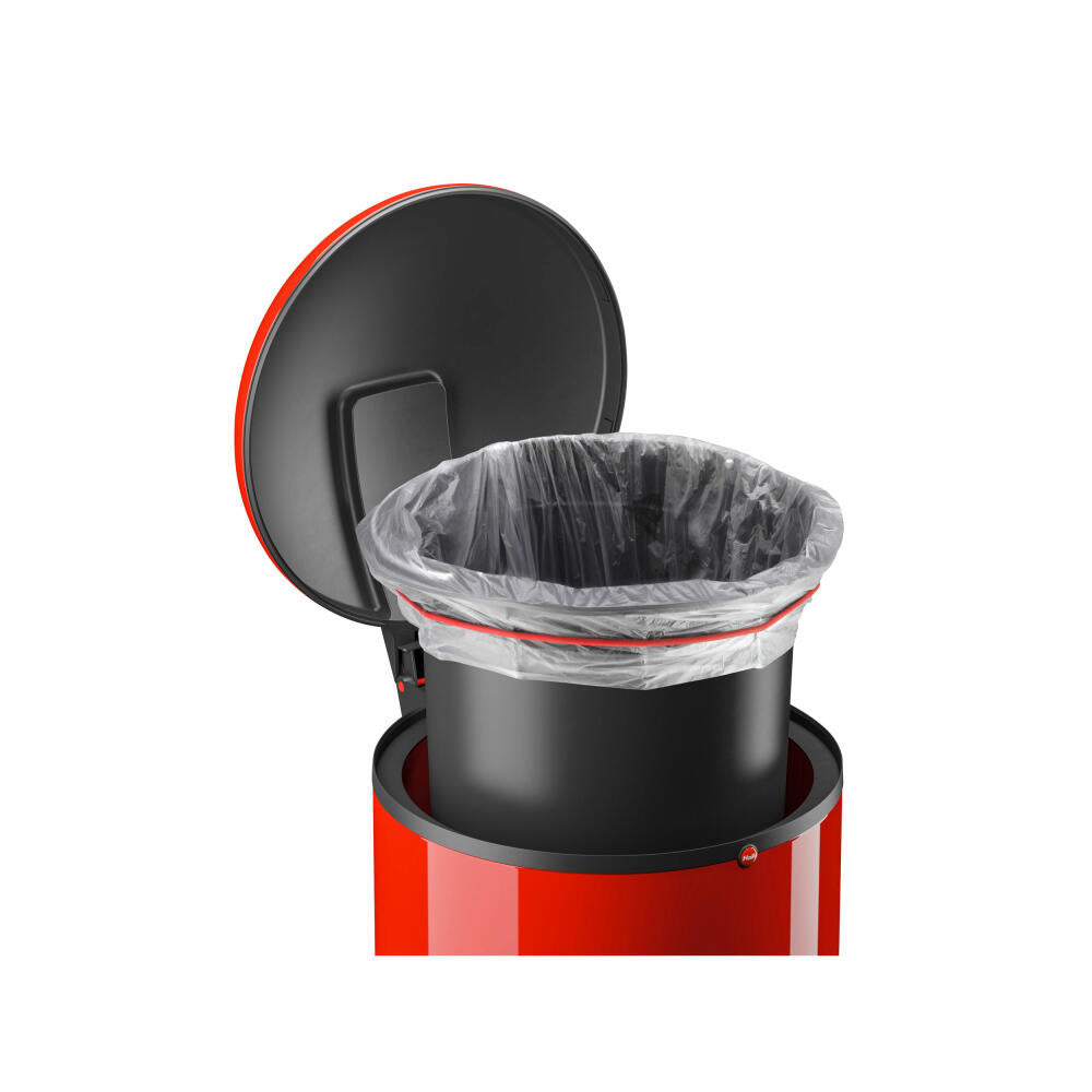 Hailo Harmony L pedal bin, waste bin, trash can, sheet steel, red, 20 L, 0531-040