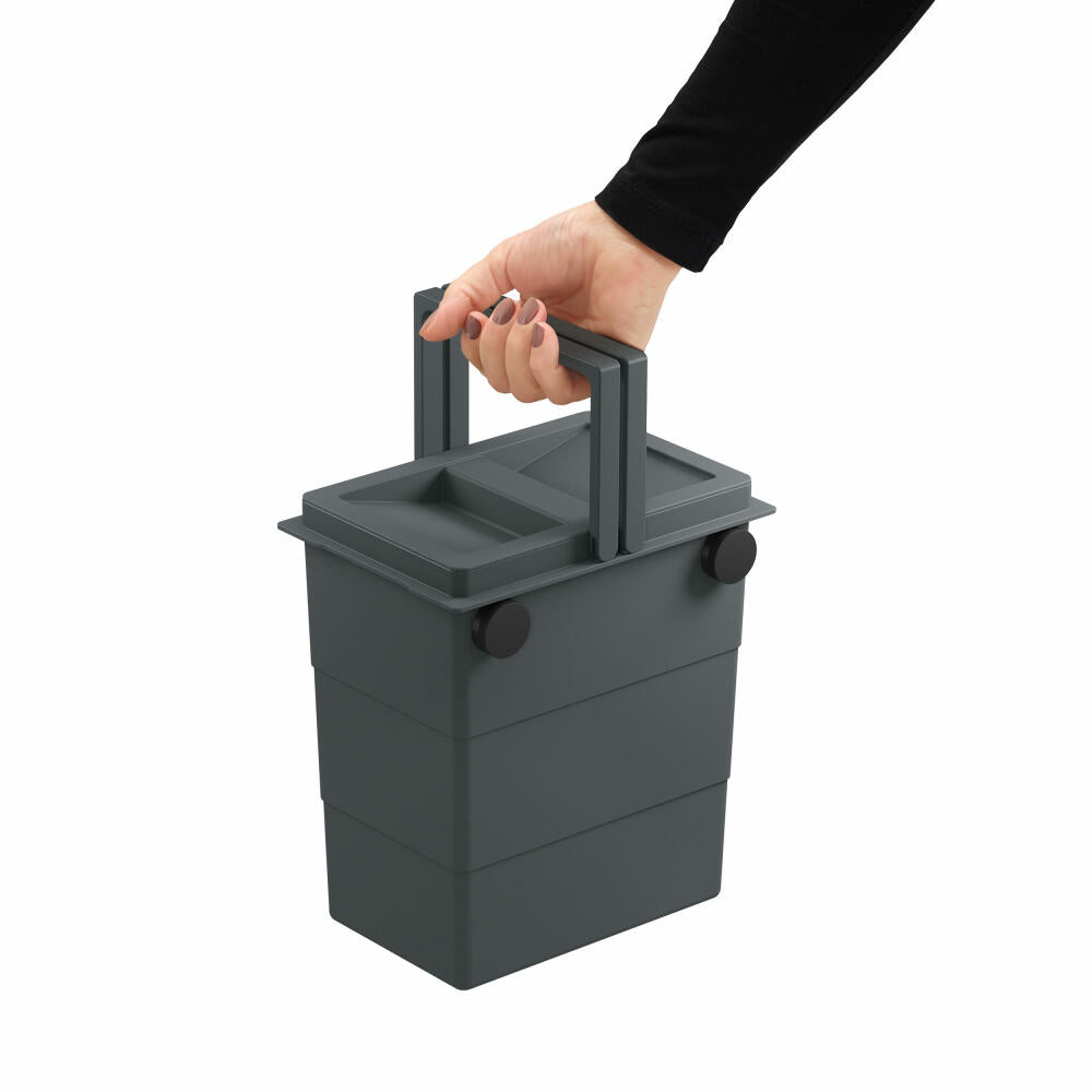 Hailo FlexBox S, trash can, waste bin, suitable for outdoor use, plastic, anthracite, 7 L, 0420-100