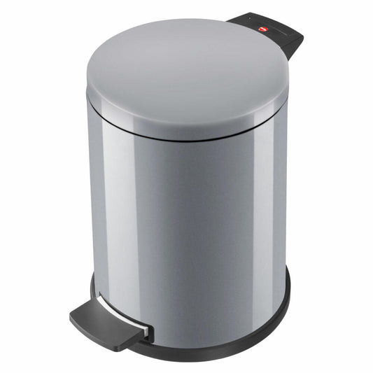 Hailo pedal bin Solid M, waste bin, trash can, stainless steel, silver, 12 L, 0514-079