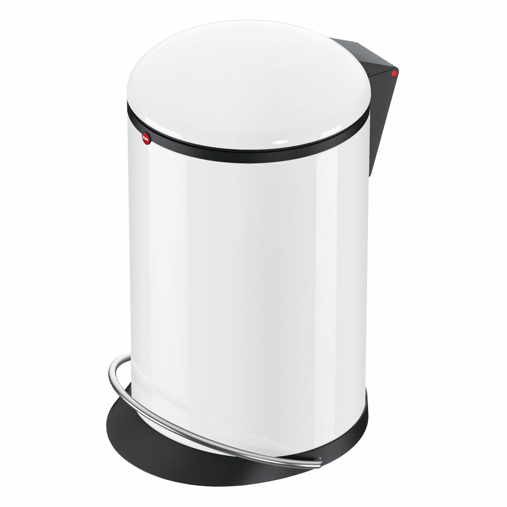 Hailo Harmony M pedal bin, waste bin, trash can, sheet steel, white, 12 L, 0515-030