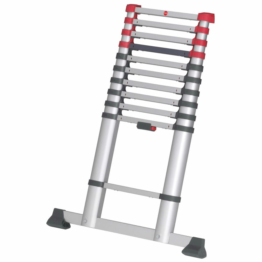 Hailo safety telescopic ladder FlexLine, extension ladder, ladder, aluminum, silver, 11 rungs, 7113-111