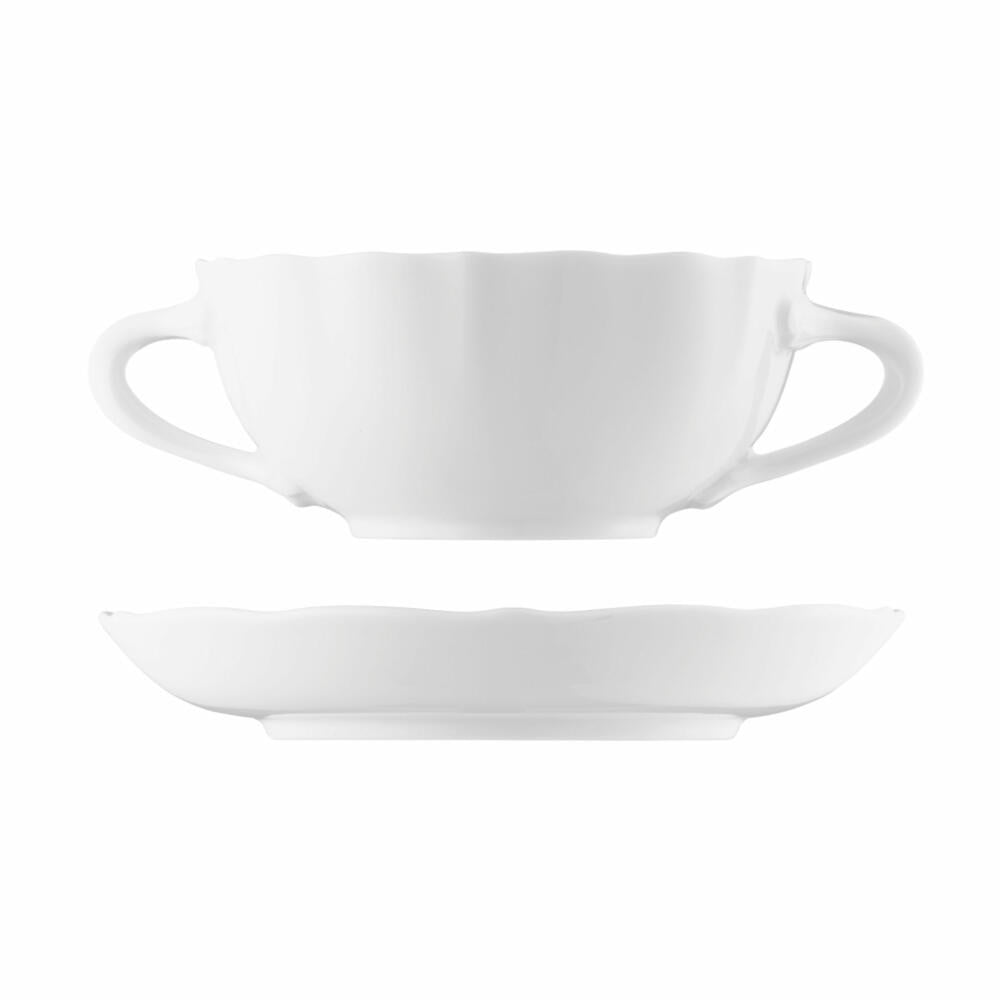 Hutschenreuther Maria Theresia soup cup with saucer, bouillon cup, porcelain, white, 280 ml, 2-piece, 10420