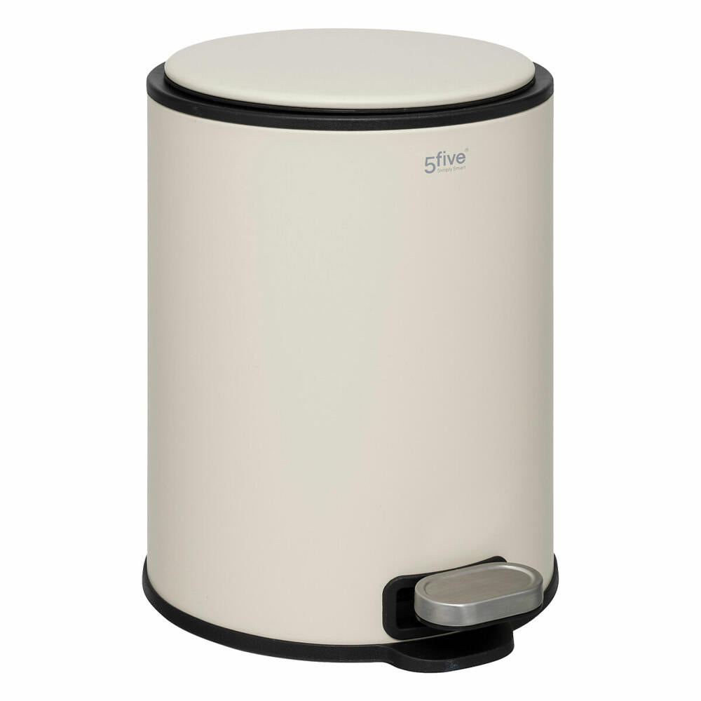 5five Simply Smart Mülleimer Delta, Pedal-Abfalleimer, Stahl, Kunststoff, Beige, 6 L, 202467I