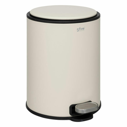 5five Simply Smart Mülleimer Delta, Pedal-Abfalleimer, Stahl, Kunststoff, Beige, 6 L, 202467I