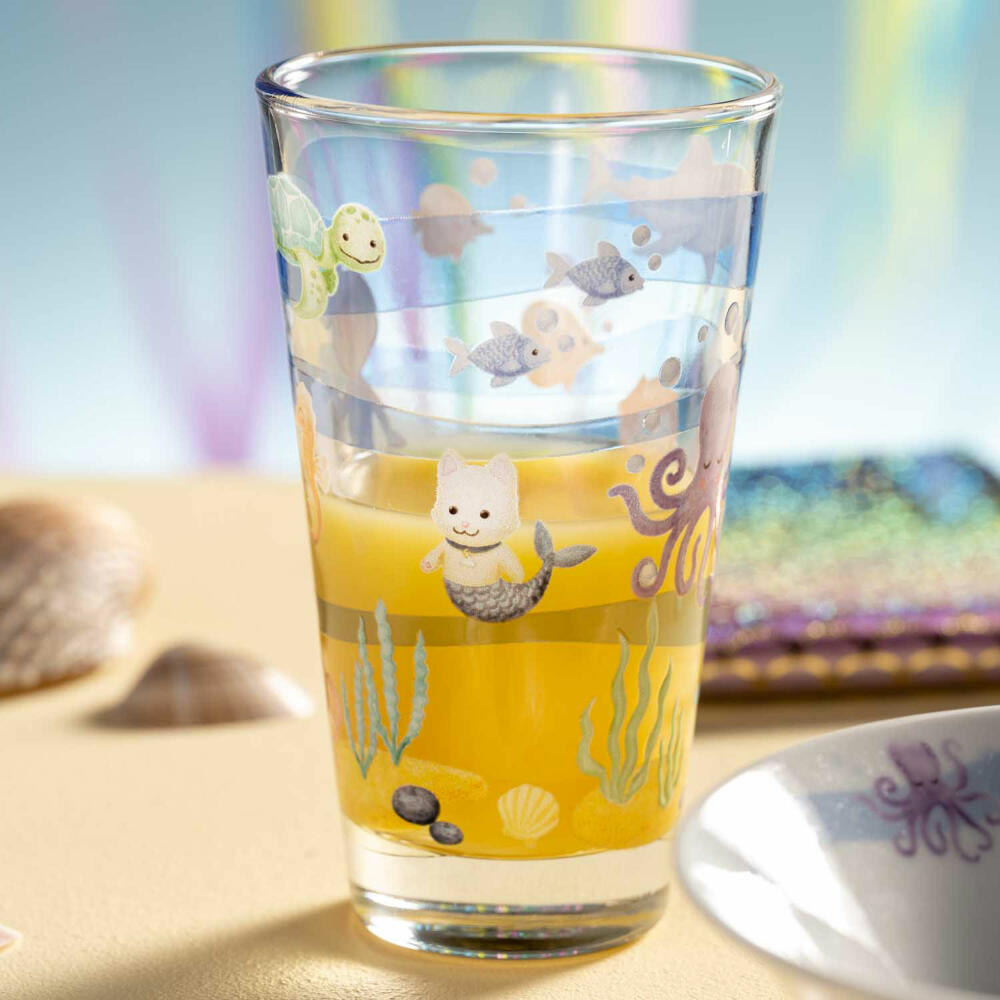 Leonardo Drinking Glass Bambini Avventura Sea, Drinking Cup, Soda-Lime Glass, Multi-Coloured, 300 ml, 044417