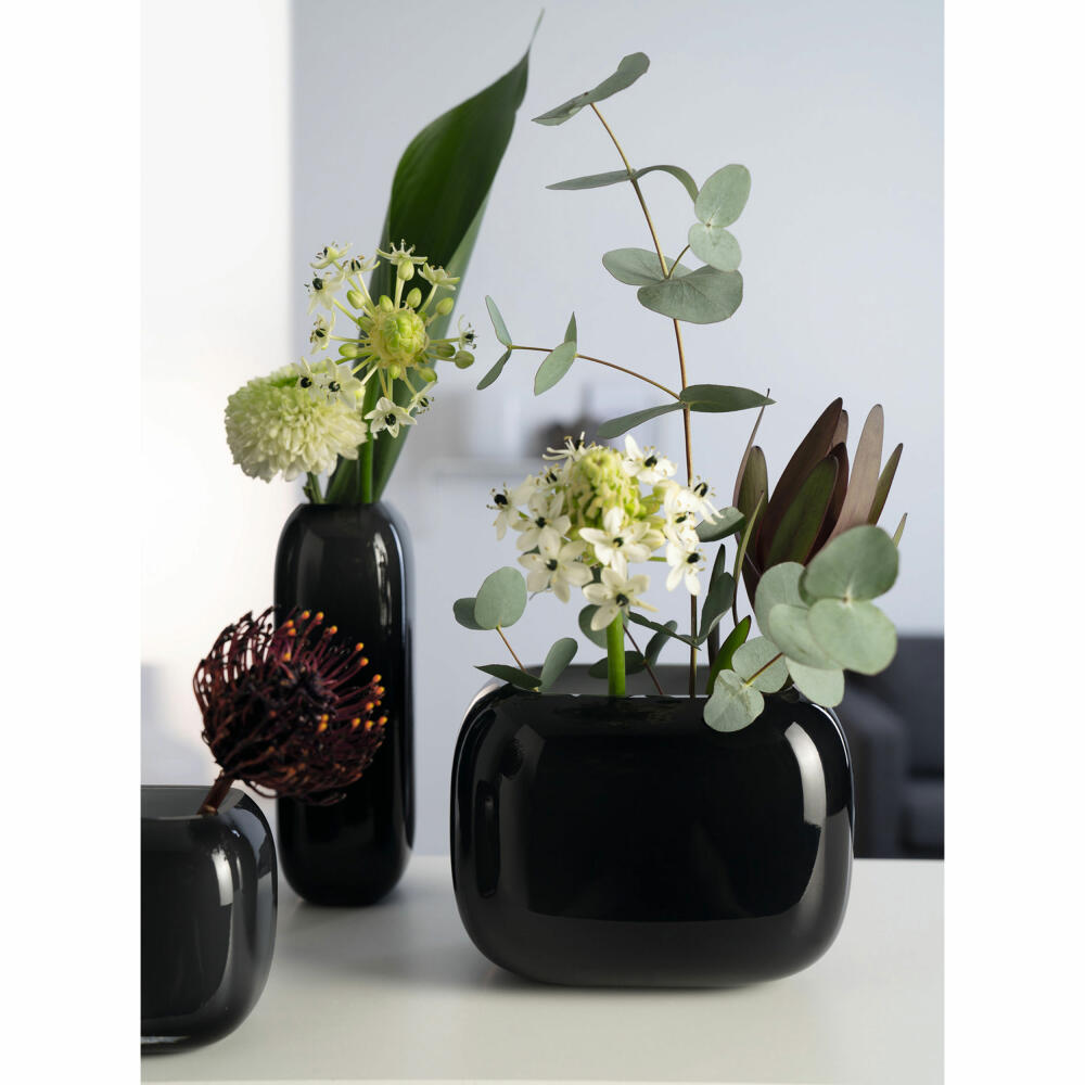 Leonardo Vase Milano, Dekovase, Blumenvase, Kalk-Natron Glas, grau, 13 x 18 x 14 cm, 041660