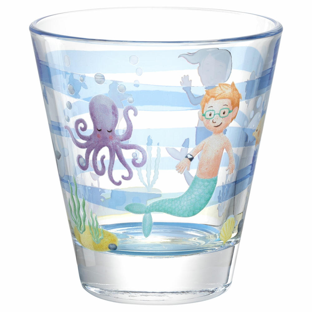 Leonardo Trinkglas Bambini Avventura Meer, Trinkbecher, Kalk-Natron-Glas, Mehrfarbig, 215 ml, 044418