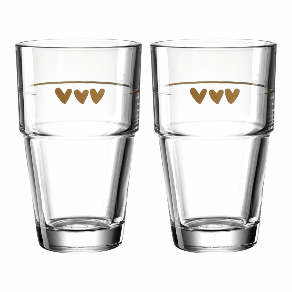 Leonardo Becher Solo 2er-Set Herzen, Kalk-Natron Glas, mehrfarbig, 410 ml, 043476
