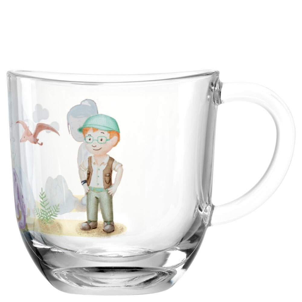 Leonardo cup Bambini Avventura Dino, mug with handle, soda-lime glass, multi-colored, 280 ml, 044424