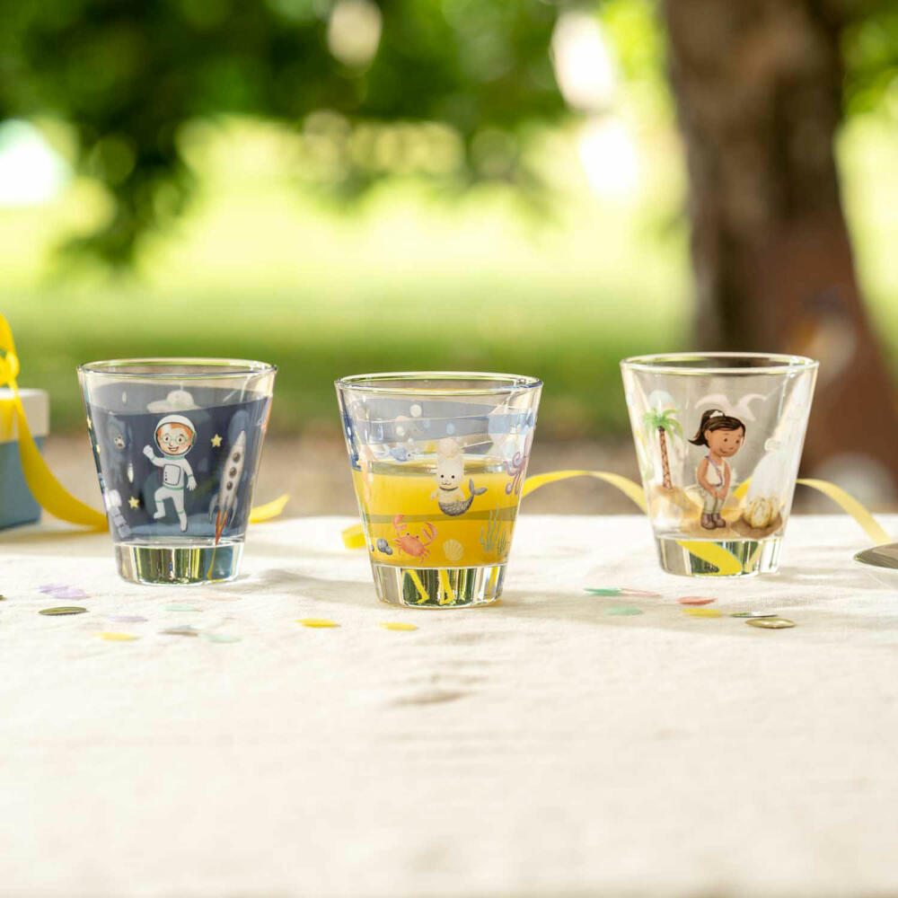 Leonardo Trinkglas Bambini Avventura Meer, Trinkbecher, Kalk-Natron-Glas, Mehrfarbig, 215 ml, 044418