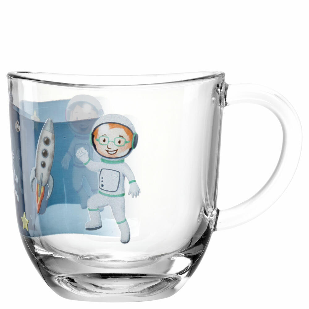 Leonardo Tasse Bambini Avventura Weltall, Henkelbecher, Kalk-Natron-Glas, Mehrfarbig, 280 ml, 044415