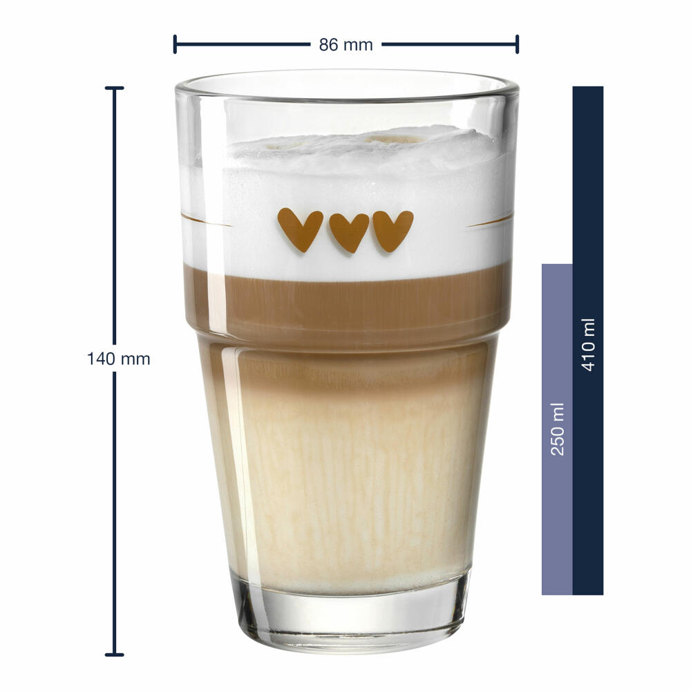 Leonardo Becher Solo Herzen, Kaffeebecher, Glas, Kalk-Natron Glas, mehrfarbig, 410 ml, 043467