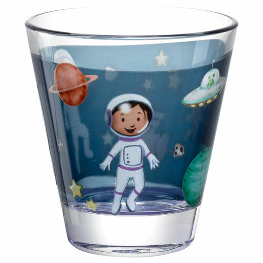 Leonardo Trinkglas Bambini Avventura Weltall, Trinkbecher, Kalk-Natron-Glas, Mehrfarbig, 215 ml, 044414