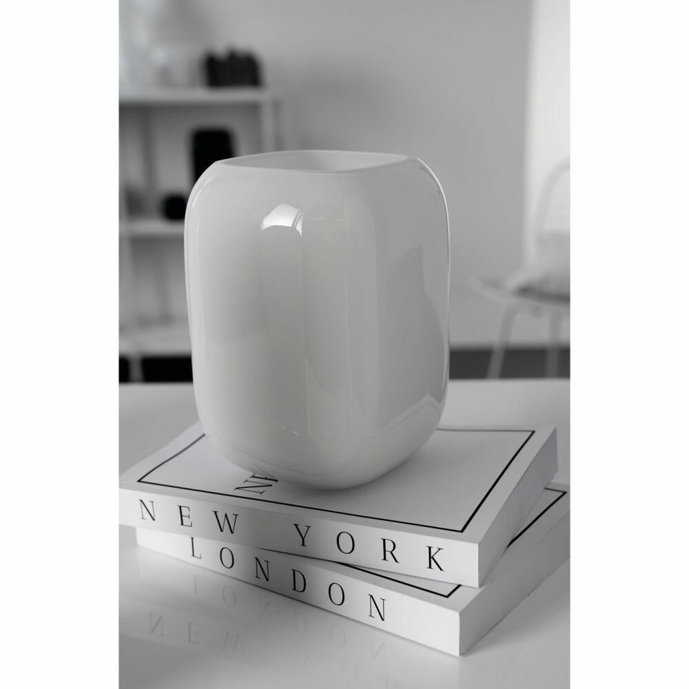 Leonardo Vase Milano, Dekovase, Blumenvase, Kalk-Natron Glas, weiß, 20 x 15 cm, 041663