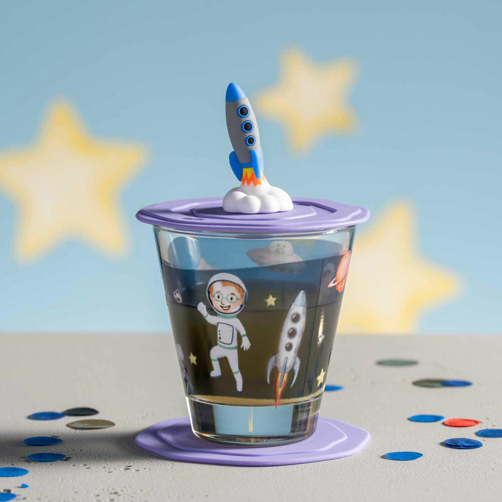 Leonardo Drinking Glass Bambini Avventura Universe, Drinking Cup, Soda-Lime Glass, Multi-Coloured, 215 ml, 044414