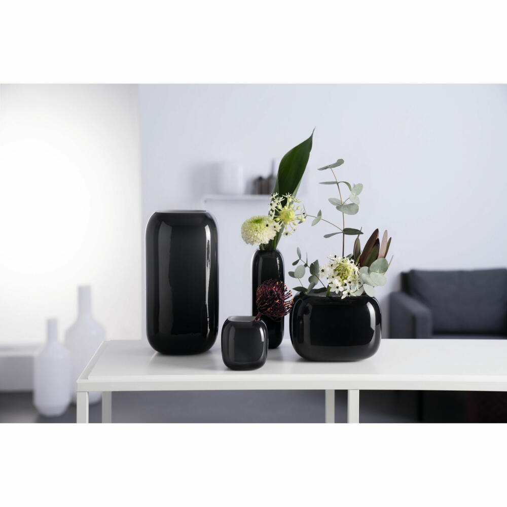 Leonardo Vase Milano, Dekovase, Blumenvase, Kalk-Natron Glas, grau, 9.3 cm, 041649